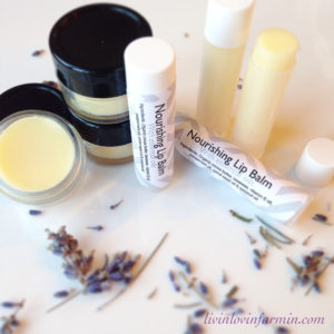 Homemade nourishing Lip Balm with essentail oils| livinlovinfarmin.com