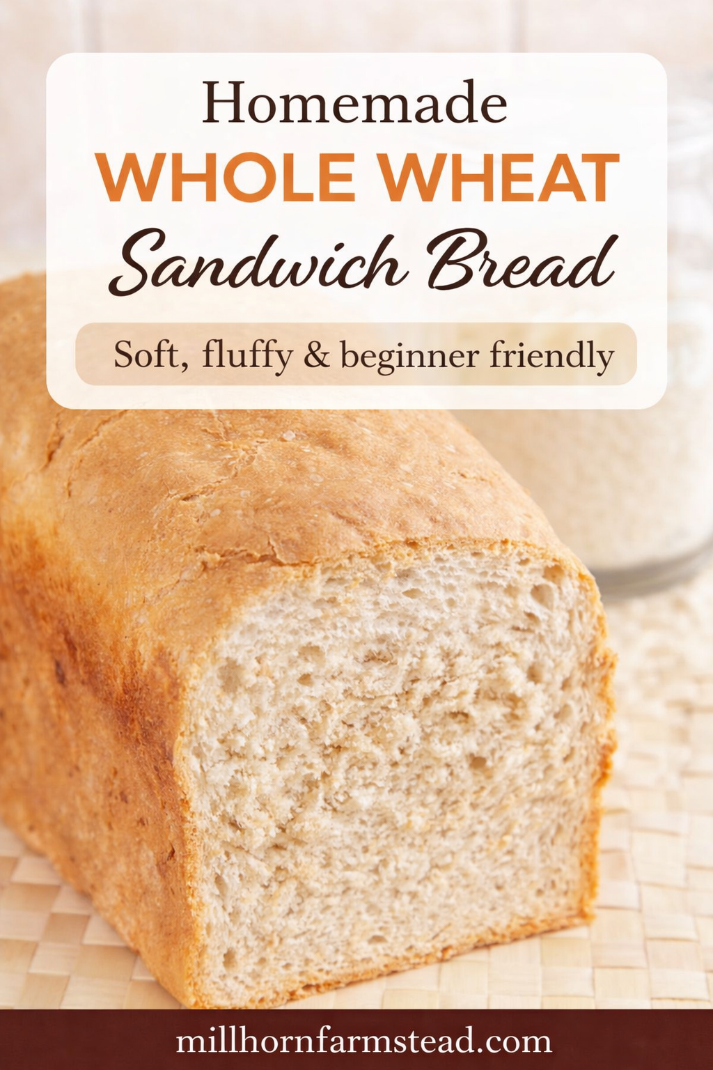 Freshly baked homemade sandwich bread sliced on a kitchen counter.