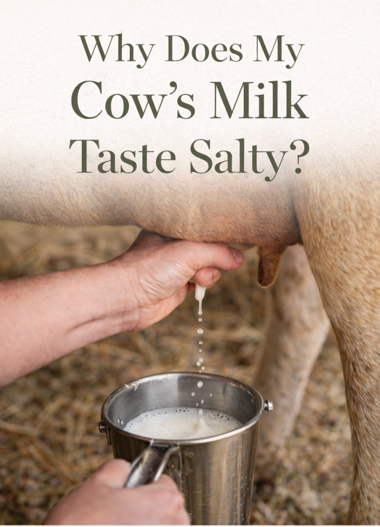 Hand milking a family milk cow into a bucket on a small homestead.